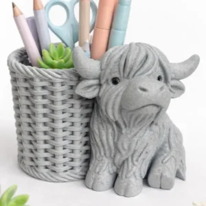 Highland cow pen pot/faux plant pot